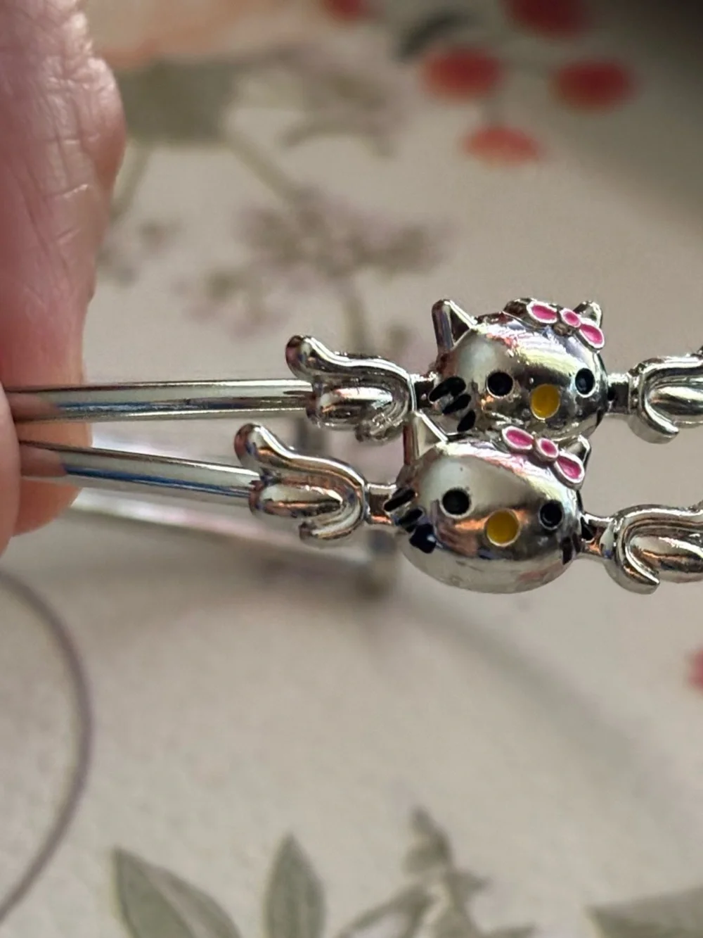 Silver tone or plated Hello  Kitty Enamel Bangle- adjustable- Price is for 1